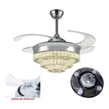 Ventilador Candil Con Lampara Led Y Aspas Retractil F8523 Color Plateado