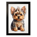 Quadro Decorativo Yorkshire Terrier Desenho 30x40 Com Vidro