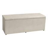 Calçadeira Recamier Baú King 1,95m Berlim Suede Bege