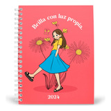 Agenda 2024 Kurios Bienestar Color Rosa Con Diseño Brilla Con Luz Propia
