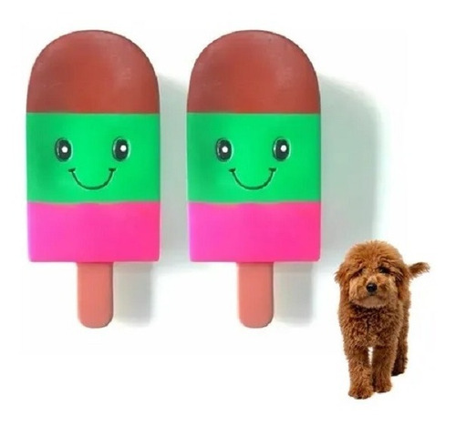 Kit 2 Juguete Palito Helado Con Chifle Tricolor Para Mascota