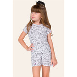 Pijama Infantil Feminino Branco Princess Para Colorir - Bela