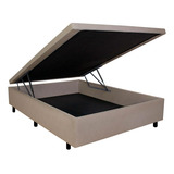 Cama Box Baú Viúvo 120x203x34 Cm Courino Linho Bege