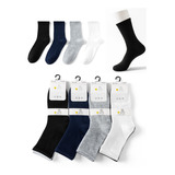 12 Pares Calcetines Deportivos Largas Hombre Bambú 100% Liso