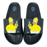 Sandalia Tipo Slide Homero Simpson Tarro Color Rojo/negro