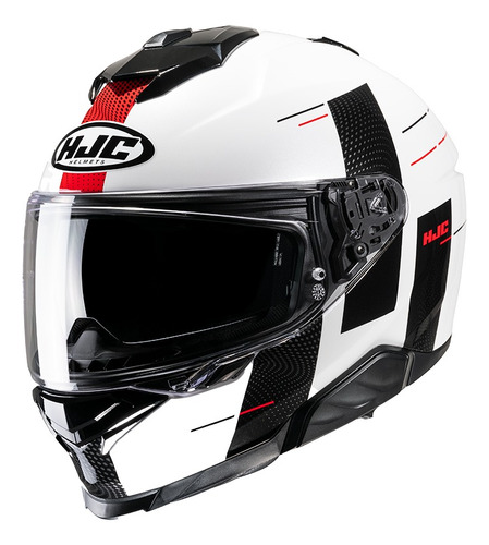 Casco Abatible Hjc I71 Peka Mc1 Bco/neg/rojo Ecer 22.06