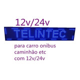Painel Letreiro Led Digital 100x20 Azul Interno 12v/24v