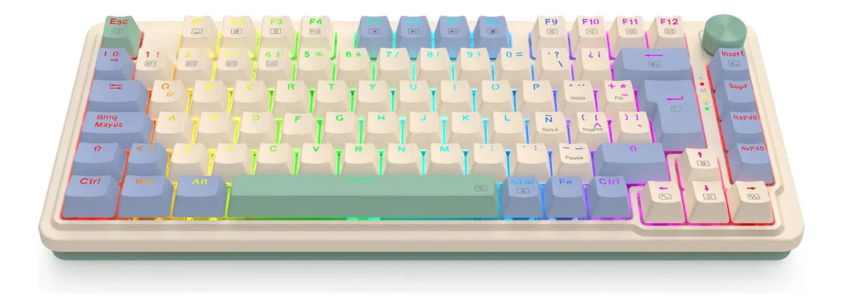 TECLADO REDRAGON UCAL PRO K673 WIRELESS RGB CREAM/PURPLE/GREEN