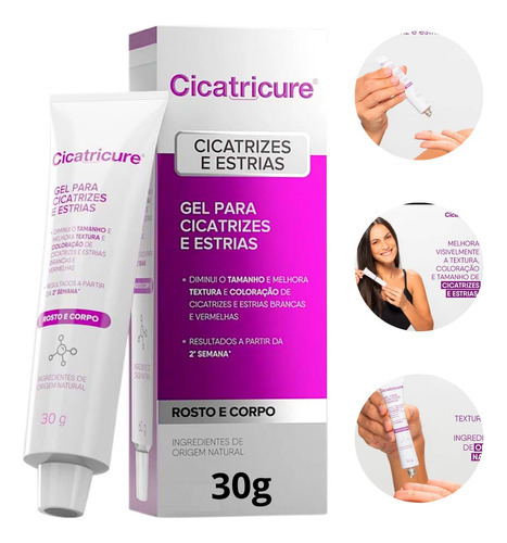 Cicatricure Gel Corpo E Rosto Cicatrizes E Estrias 30gr