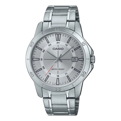 Reloj Casio Mtpv004 7c Hombre Acero Inoxidable Fechador Correa Plateado Bisel Plateado Fondo Plateado | MercadoLibre