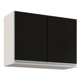 Armário Aéreo 80cm 2 Portas Califórnia Branco - Lumil Móveis Cor Branco/preto