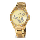 Reloj Qyq C224j816y Para Mujer Dorado Original