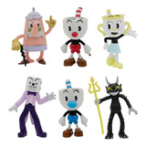 6pcs Cuphead Y Mugman Mecup Y Brocup Figura Modelo Juguete