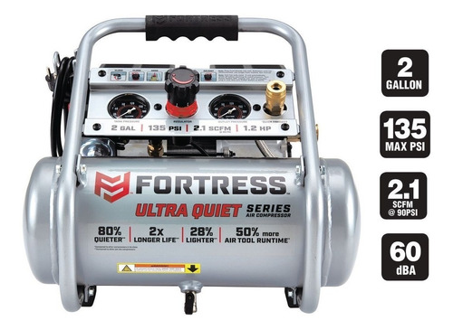 Compresor De Aire Fortress 2 Gal. 135 Psi, Silencioso