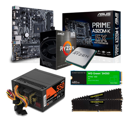 Combo Actualizacion Amd Gamer Mother Micro Memoria Fuente