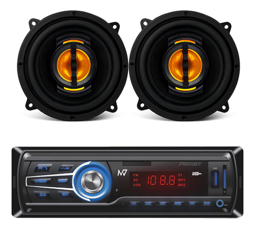 2 Auto Falantes 4 Pol Jb4 Flex 110w + Rádio Mp3 Bluetooth Sd