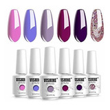 Esmalte - Vishine Purple Gel Nail Polish Kit- 6 Colors Gel P