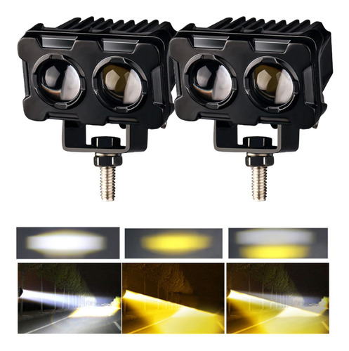 2 Faros Moto Auto Lupa Exploradora Premium Doble Ojo Potente