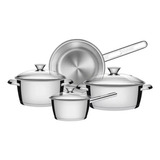 Bateria De Cocina 4 Piezs Set Ollas Tramontina Allegra Acero