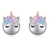 Bonala Pendientes De Unicornio De Plata De Ley 925, Bonitos