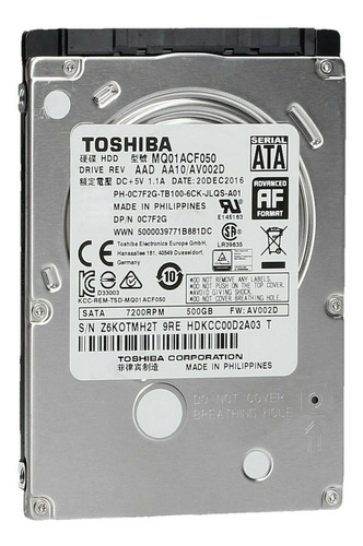 Disco Duro Interno Toshiba Mq01acf Series Mq01acf050 500gb