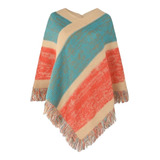 Capa Poncho Tejido Dama Mujer Cuello En V Colores