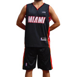 Conjunto - Uniforme Nba Adulto Miami Negro