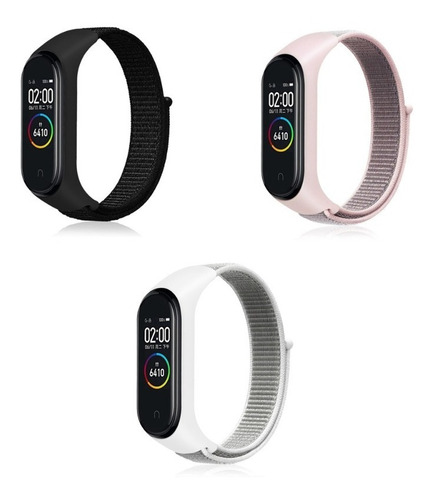 Kit 3 Pulseiras De Nylon Para Xiaomi Mi Band 3 / 4 / 5 / 6