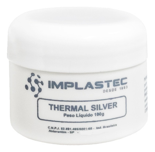 2x Pasta Termica Implastec Thermal Silver Pote 100g C/ Prata