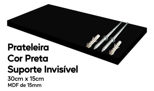 Prateleira Preta De Mdf 30x15 Suporte Invisível Decoração