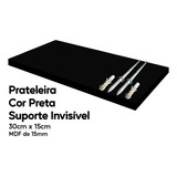 Prateleira Preta De Mdf 30x15 Suporte Invisível Decoração