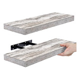 Floating Shelves - 2 Pack 16 Inch Rustic White Wall She...