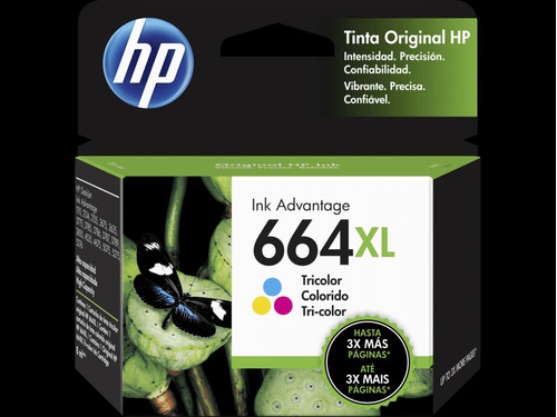 Cartucho De Tinta Hp 664xl Tricolor Original F6v30al