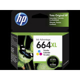 Cartucho De Tinta Hp 664xl Tricolor Original F6v30al