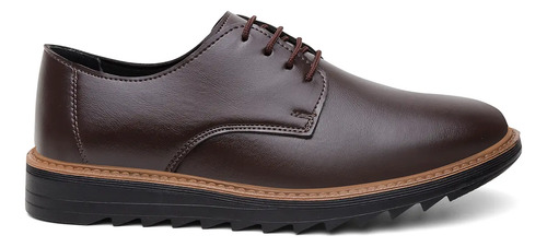 Sapato Derby Masculino Cafe Solado Tratorado Moderno Casual | Parcelamento sem juros