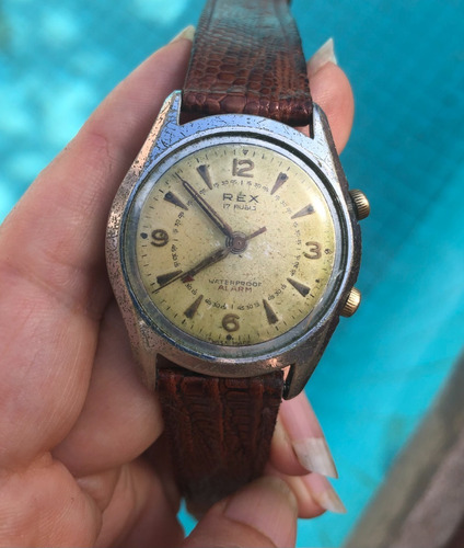 Reloj Rex, 17 Rubis, Waterproof Alarm, Swiss Made.