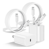 20w Cargador Carga Rapida Para iPhone 14 Tipo C Cable 2 Pack