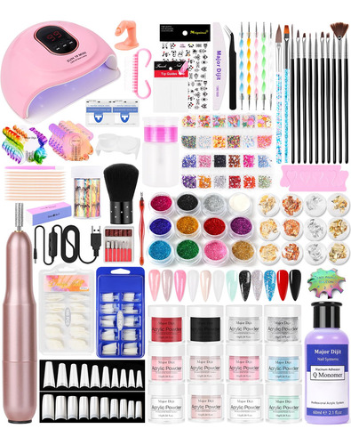 Major Dijit Kit De Uñas Acrílicas Con Luz Uv, 0.35 Onzas,.