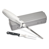 Cuchillo Eléctrico Con Tenedor Y Estuche Gris