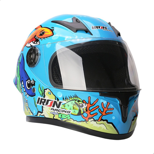 Casco Integral Para Niño Ir-109 Aqua Kids Azul Claro