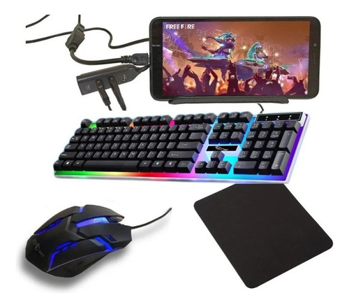 Kit Mobilador Com Teclado E Mouse 2400 Dpi + Mousepad