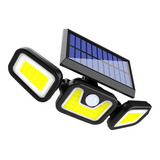 Refletor Luminária Placa Solar Led Sensor Ajustável Dobrável Cor Preto