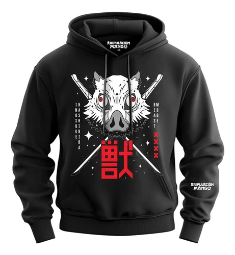 Sudadera Negra De Personaje Inosuke Anime Manga