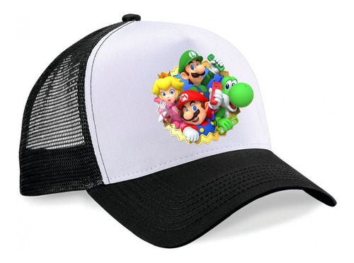 Gorra Jockey Logo Super Mario Bross Con Sus Amigos 