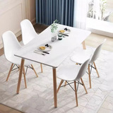 Juego Comedor Eames Mesa Más 4 Sillas Mdf Blanco (usado)