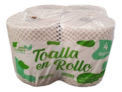 Bobina De Toalla Papel Rollo X 200mts X 20cm Beige X 4un Liv