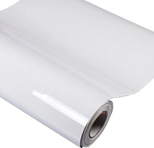 Papel Plastico Adesivo Contact Branco Brilhante 45cm X 2m Un