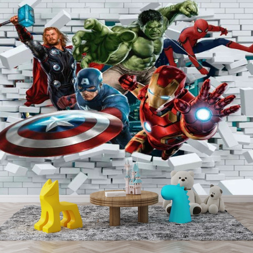 Papel Adesivo Quarto Menino Avengers Vingadores 1,00 X 1,00 