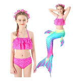 Kit De Cola De Sirena Con Bikini Sin Monoaleta De Niños .