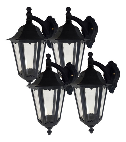 Farol Colonial De Pared 6 Caras Apto Exterior Pack X4